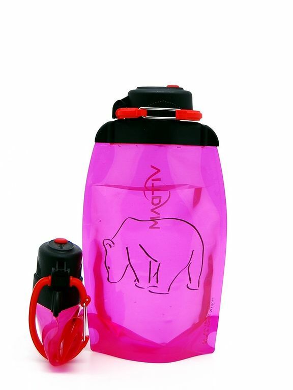 Sulankstomas ekologiškas butelis, rožinis, tūris 500 ml (straipsnis B050PIS-1301) su paveikslėliu