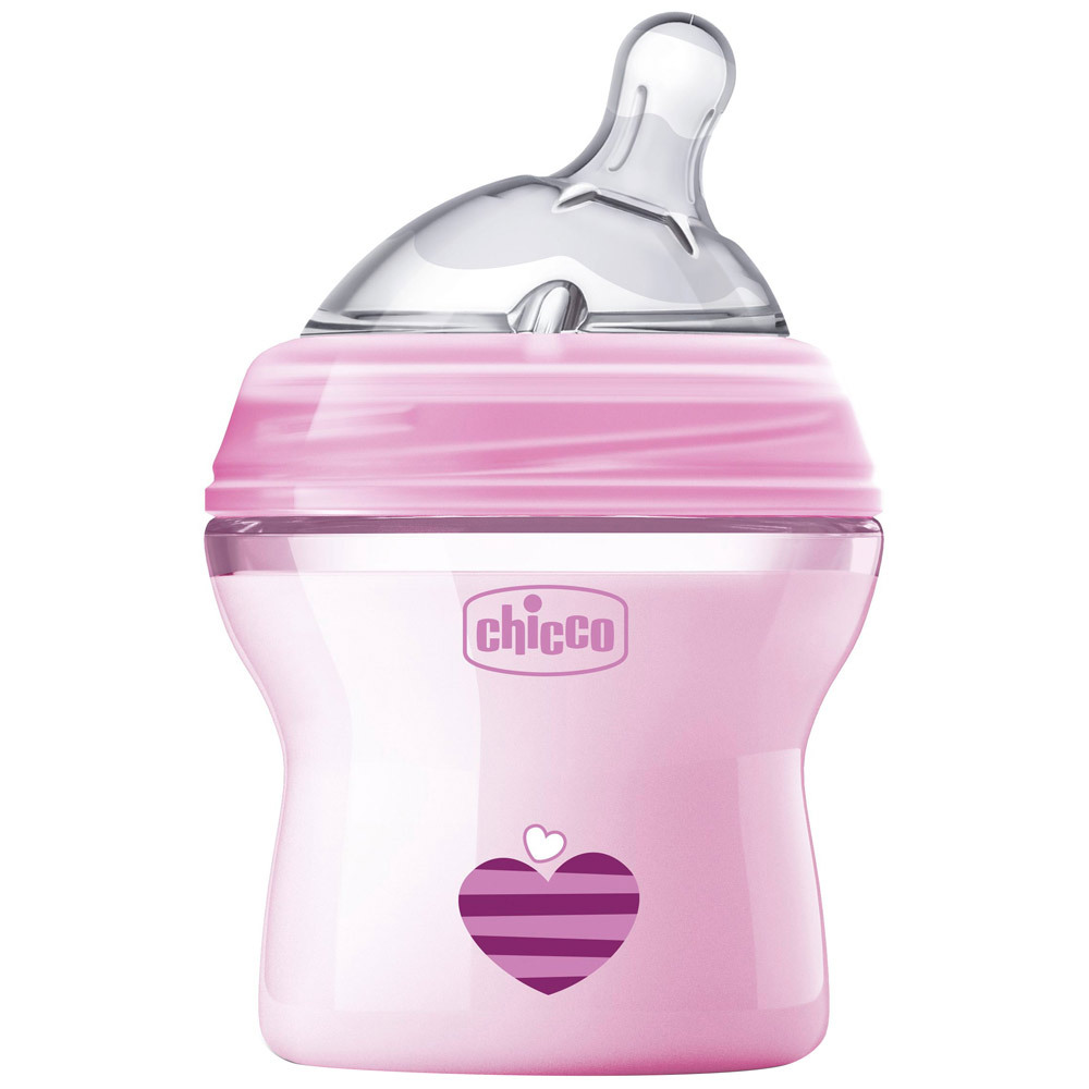 Trinkflasche Chicco Natural Feeling kippbarer Silikonsauger mit Flexoren pink 0.15L 0 Monate +