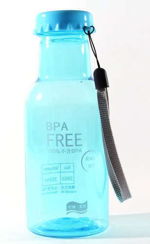 Souvenir, Flasche BPA frei farbig transparent mit Seil für die Hand 350ml, h = 17cm, Kunststoff 12-07664-8003