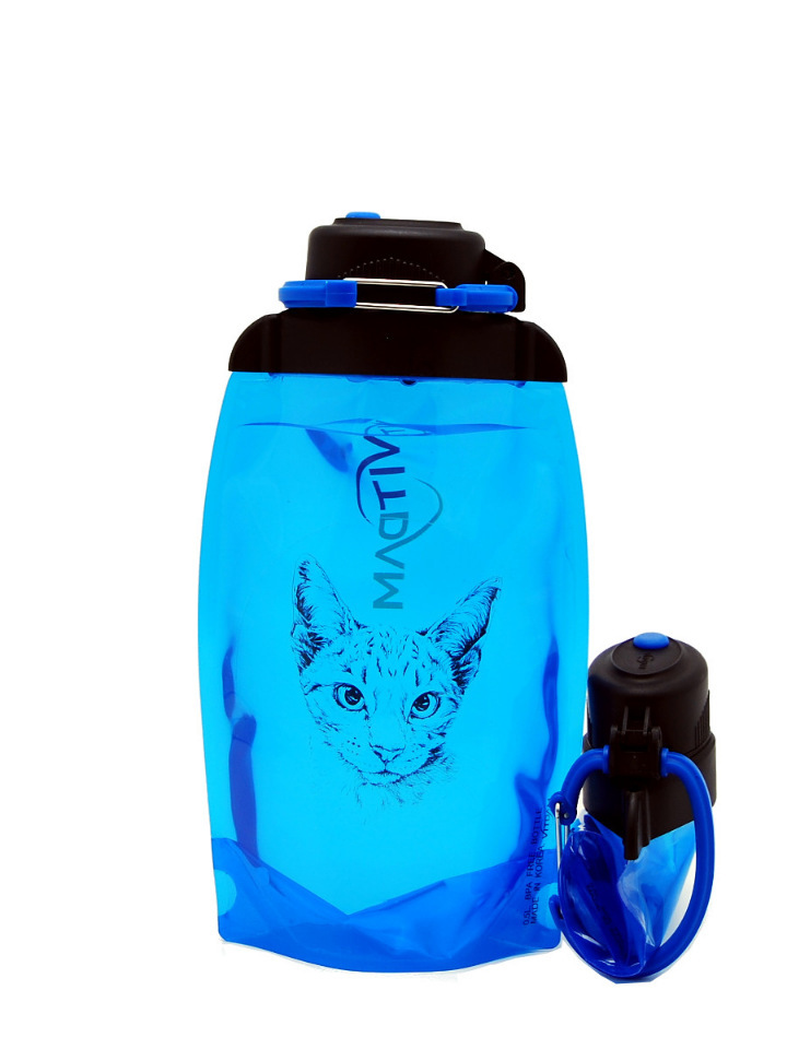 Sulankstomas ekologiškas butelis, mėlynas, tūris 500 ml (straipsnis B050BLS-1302) su paveikslėliu