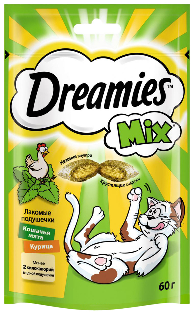 פינוק לחתולים Dreamies Mix כריות עם עוף וחתול 60 גרם