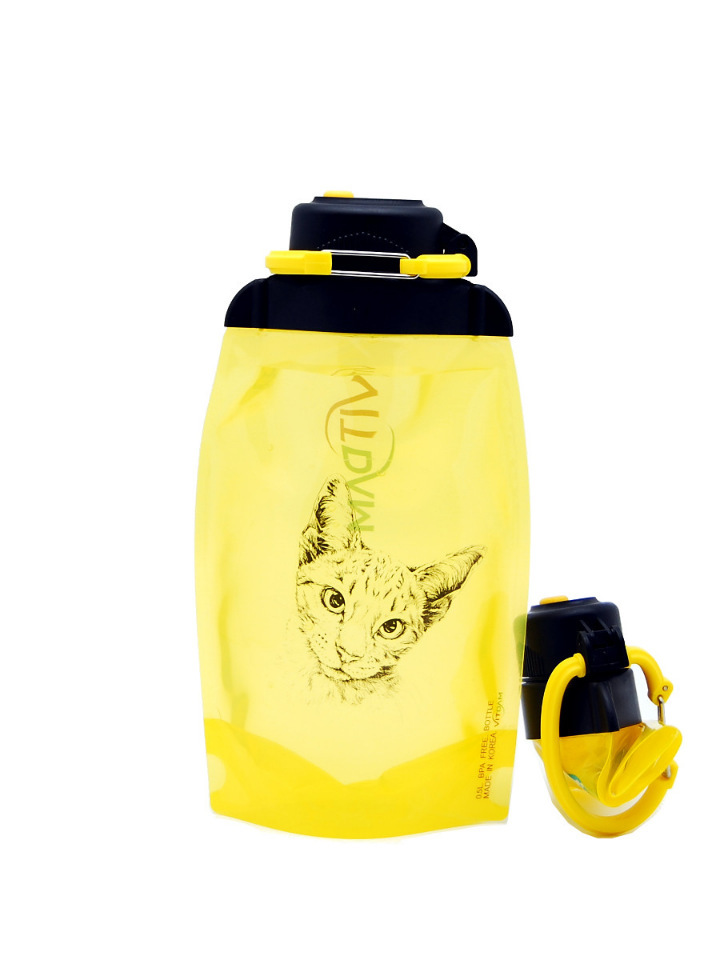 Sulankstomas ekologiškas butelis, geltonas, tūris 500 ml (gaminys B050YES-1302) su paveikslėliu