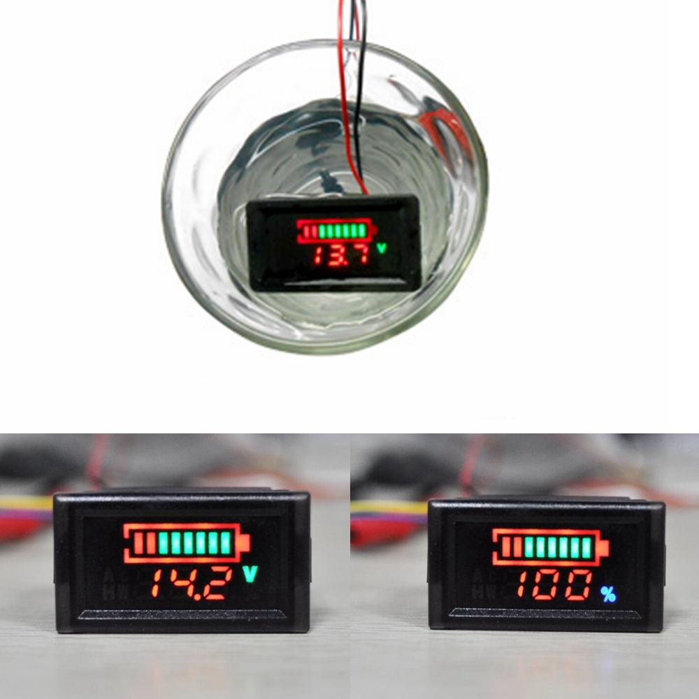 Neperšlampamas akumuliatoriaus talpos indikatorius LED skaitmeninė įtampa 12V 24V 36V 48V ličio švino rūgšties baterijos voltmetro bandymas