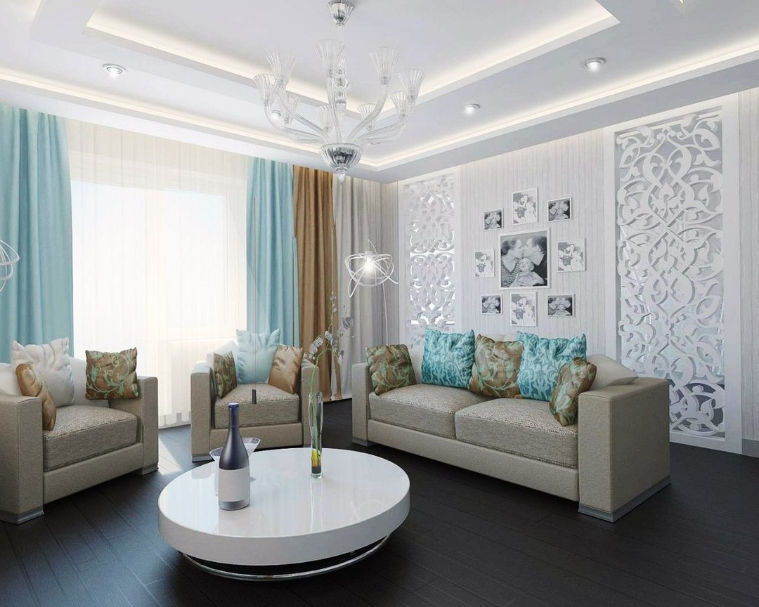 bielo-modrá fotka obývačky