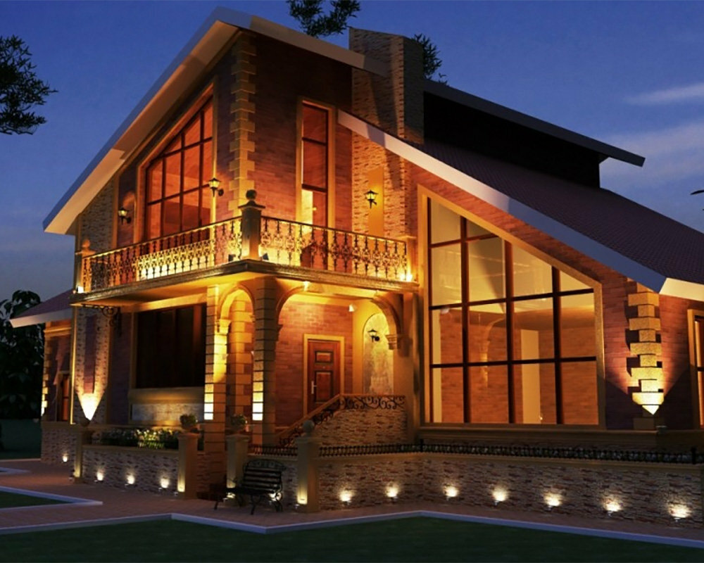 Mehka osvetlitev fasade zasebne hiše