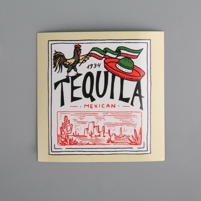 Nálepka na láhev „Tequila“, červená