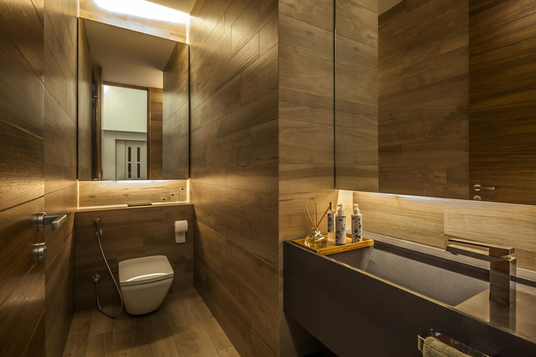 דלתות שירותים מאחורי השירותים: עיצוב אמבטיה מסוגנן