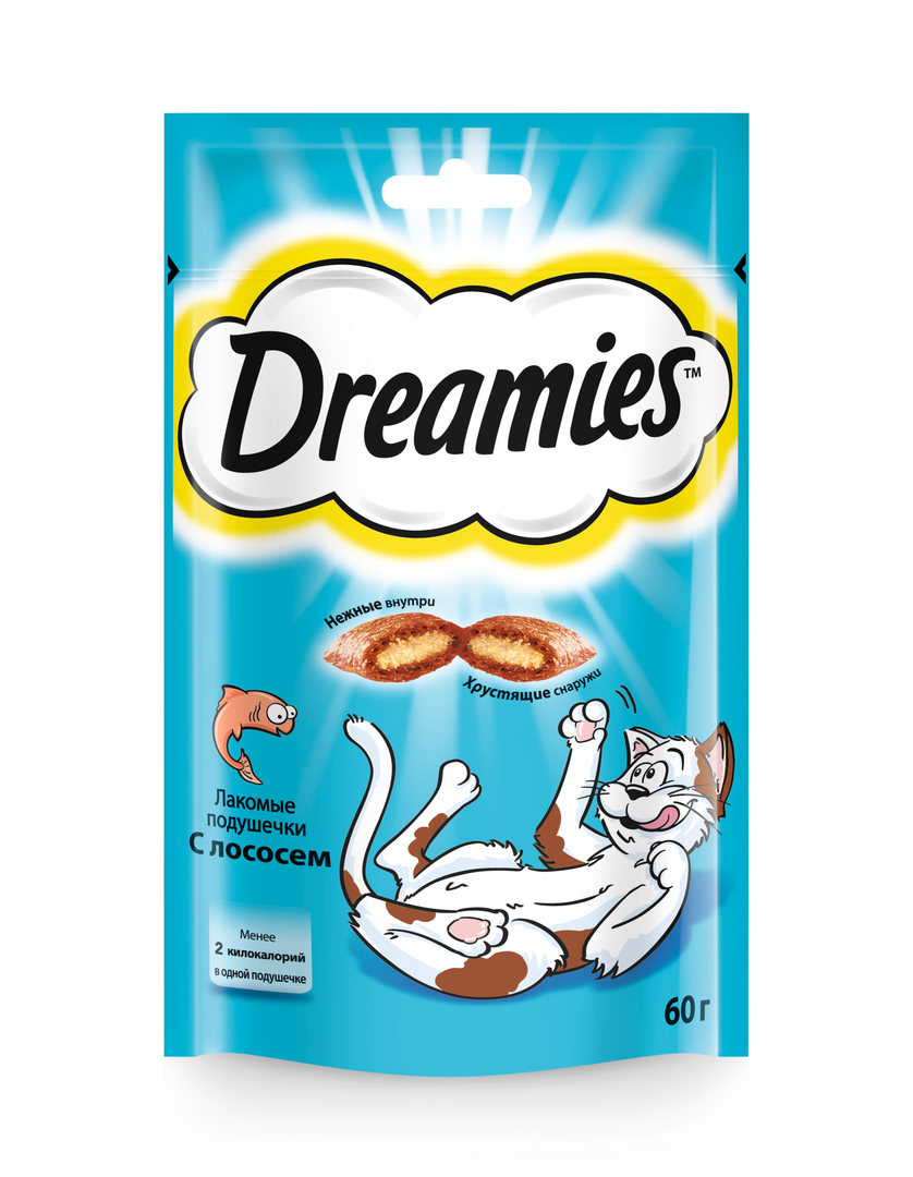 פינוק Dreamies לחתולים בוגרים עם סלמון, 60 גרם