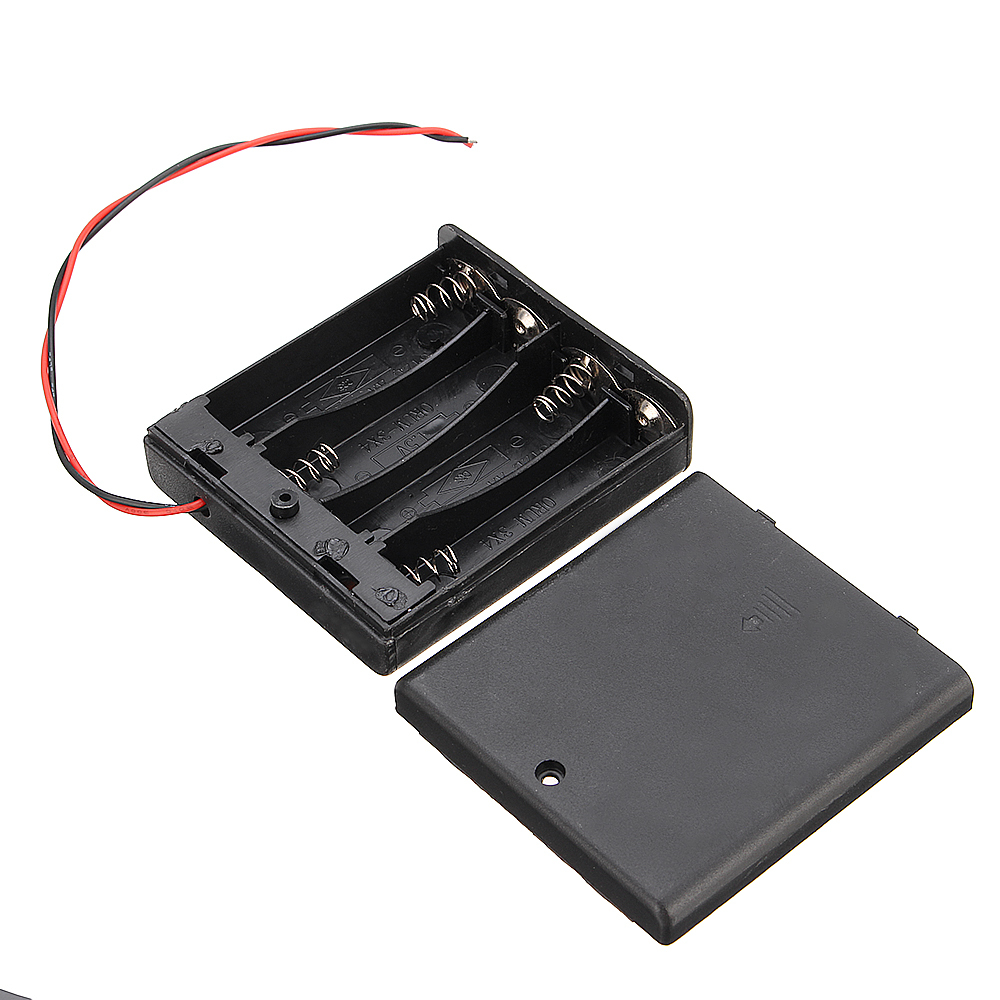 4 vnt AA lizdų baterijų dėžės akumuliatoriaus plokštės laikiklis su jungikliu 4xAA baterijoms „pasidaryk pats“ dėklas