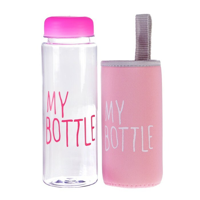 Wasserflasche 500 ml My Bottle, im Etui, Schraubverschluss, pink, 6,5x6,5x19 cm